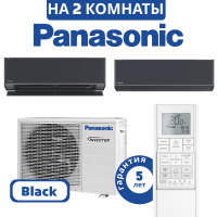 фото Комплект мульти сплит системы Panasonic DESIGN BLACK INVERTER R32 на 2 комнаты