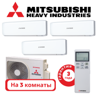 фото Комплект мульти сплит системы Mitsubishi Heavy PREMIUM белого цвета на 3 комнаты